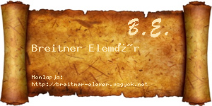 Breitner Elemér névjegykártya